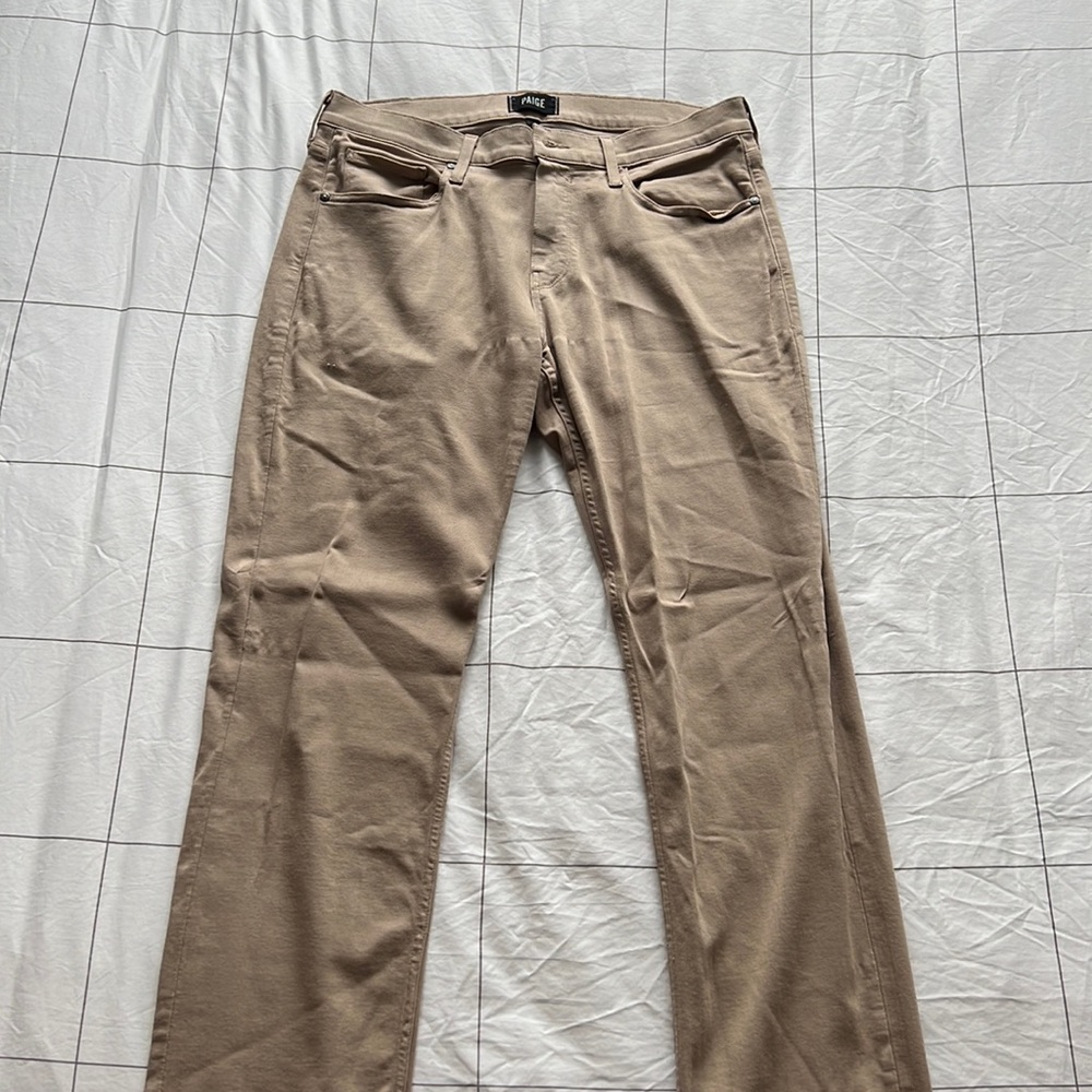 Paige straight fit Normandie Jeans, toasted almond. *Custom hemmed to 32 length